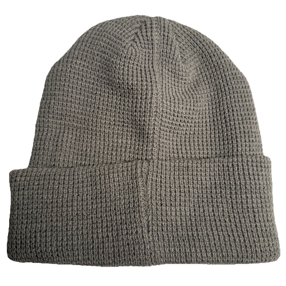 Vuori Alpine Waffle Knit Beanie Adult One Size Grey Knit Cuffed Winter Cap - Picture 3 of 5